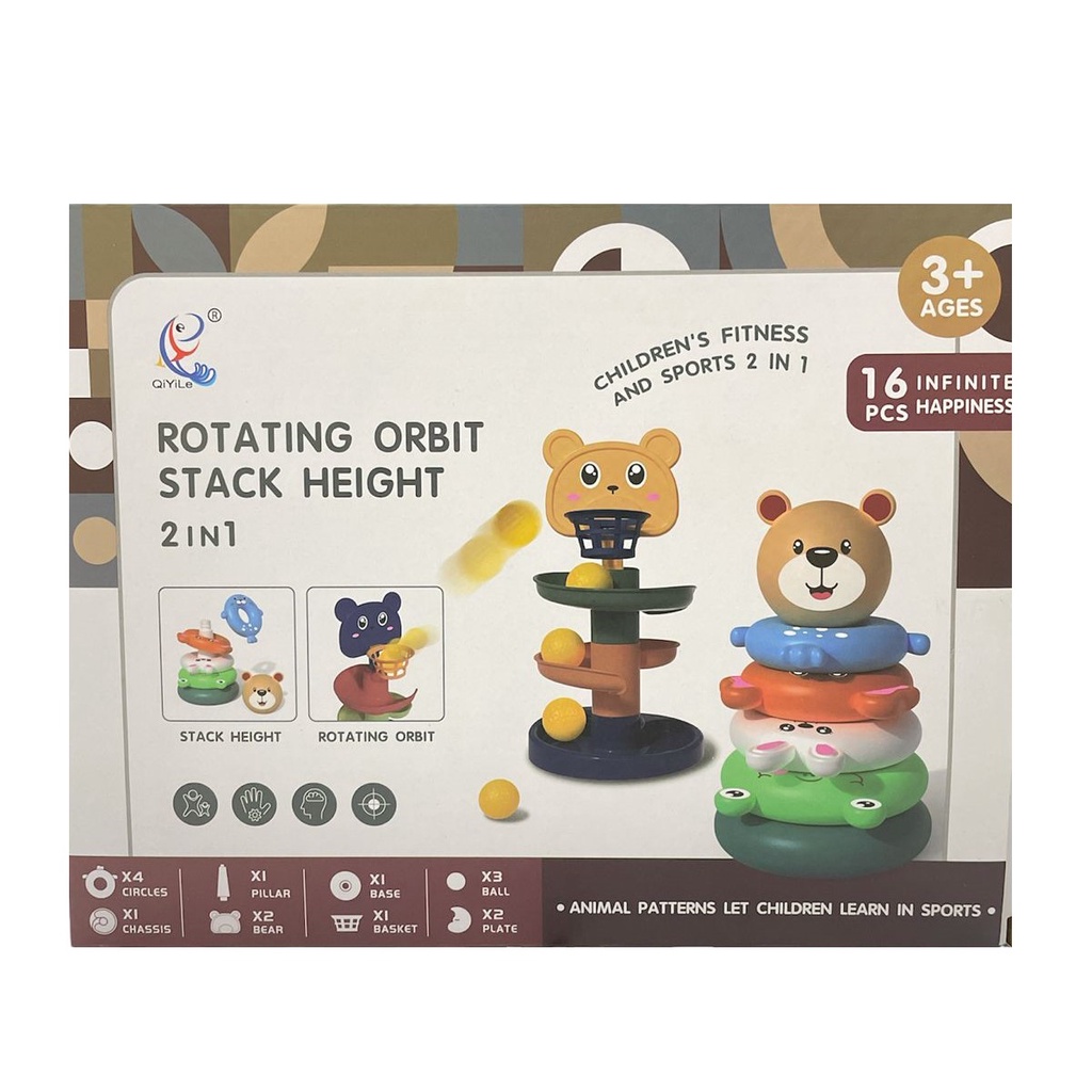 Mainan Anak ROTATING ORBIT STACK HEIGHT 2 IN 1 Seluncuran &amp; Ring Donat