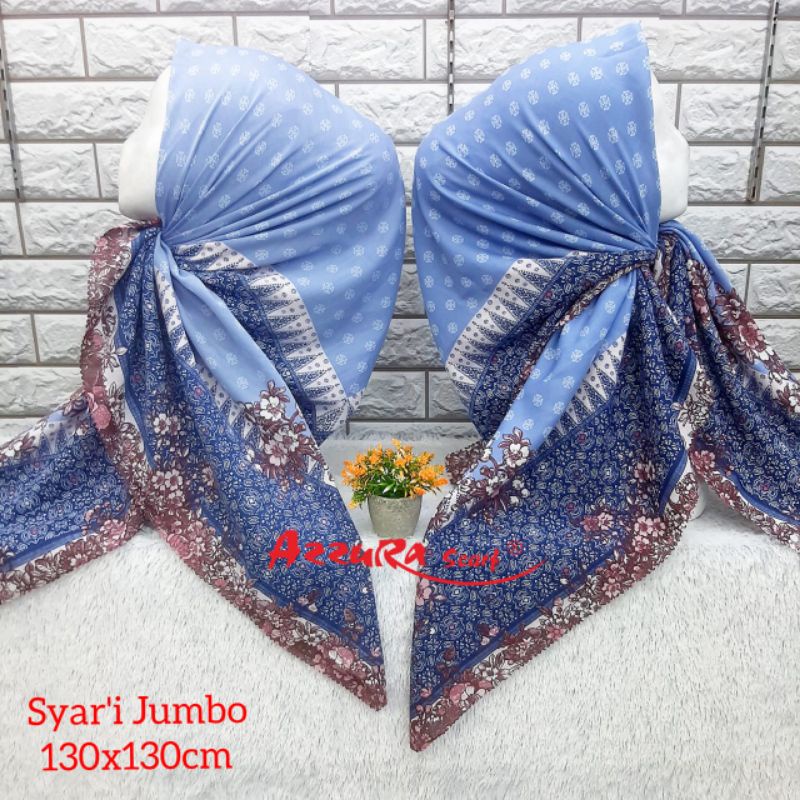 hijab segi empat syari voal motif 130x130 cm azzura scarf - lasercut