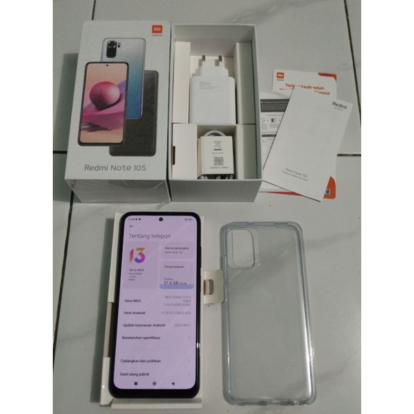 Redmi Note 10S 8/128 second fullset mulus like new
