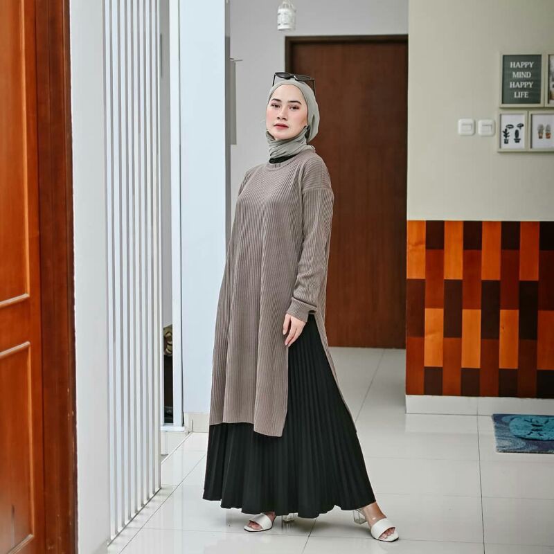 KARENINA TUNIK RAJUT / Karenina Long Tunik / Baju Muslim / Elysa midi dress / Rajut Tunik Premium / Sweater Wanita / Long tunik rajut Karenina Slit / Fashion Wanita / Rajut-7