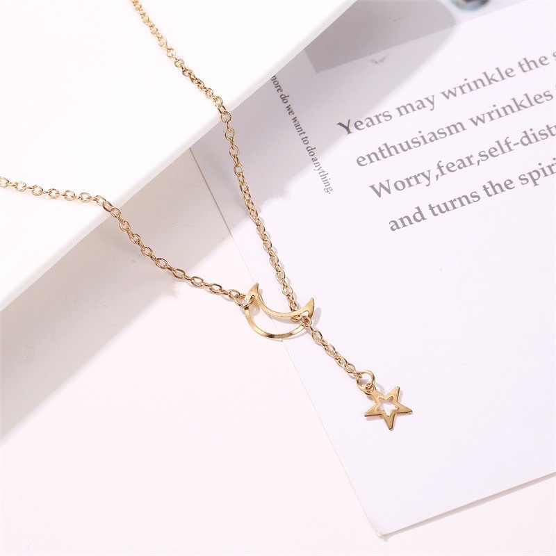 Moon Star Galaxy Necklace Gold - Kalung Sambung Bulan Bintang Emas