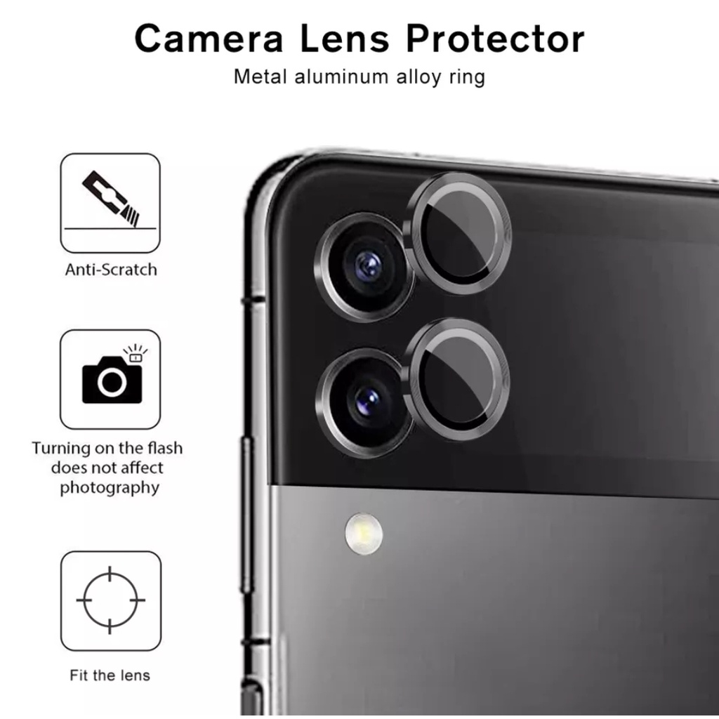 METAL RING TEMPERED GLASS Camera Pelindung Kamera Samsung Z FOLD 4 Z FLIP 4