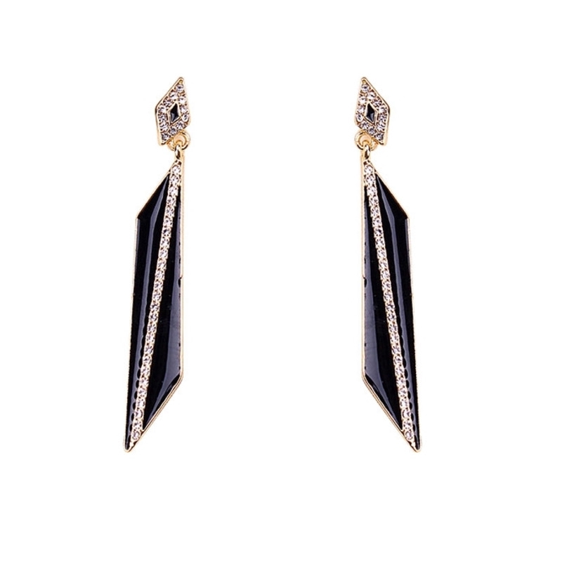 COD Hotel Deluna Anting S925 Silver Korea Geometry Black Irregular Earrings