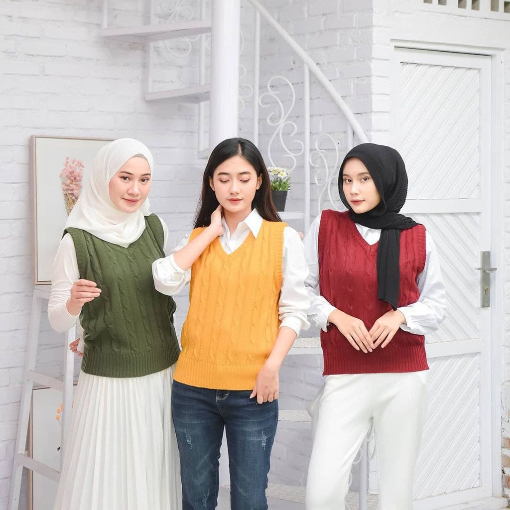 Nara Grosir - Cable Ling Vest  | Fashion Terkini | Sweater Termurah