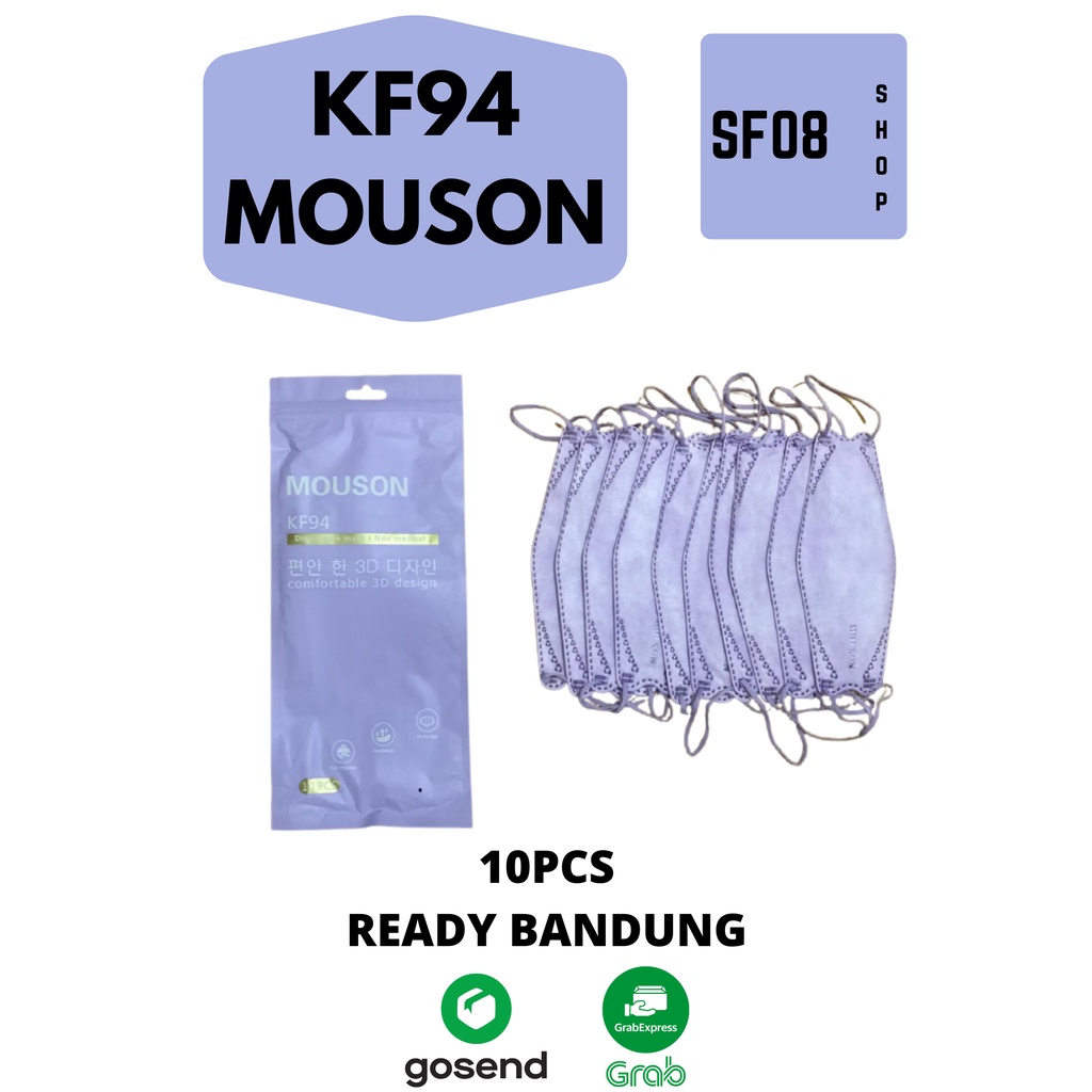 Masker Mouson KF94 Warna Ungu isi 10pcs (READY BANDUNG)