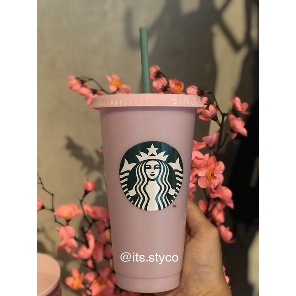 Starbucks Reusable Cold Cup Pink to Matcha Green Color Changing 24oz