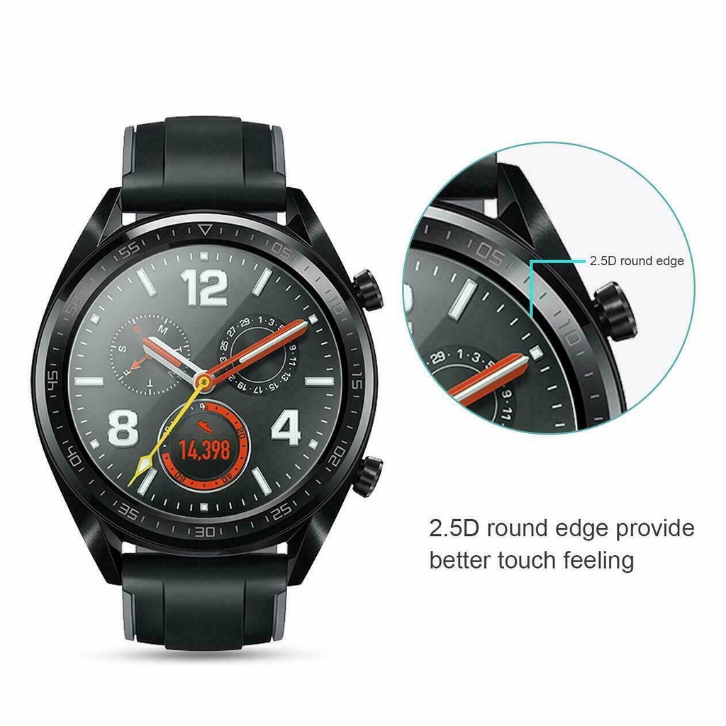 For 1pc Pelindung Layar Tempered Glass Full Cover Hd Bening Anti Gores Untuk Huawei Watch Gt / Gt2