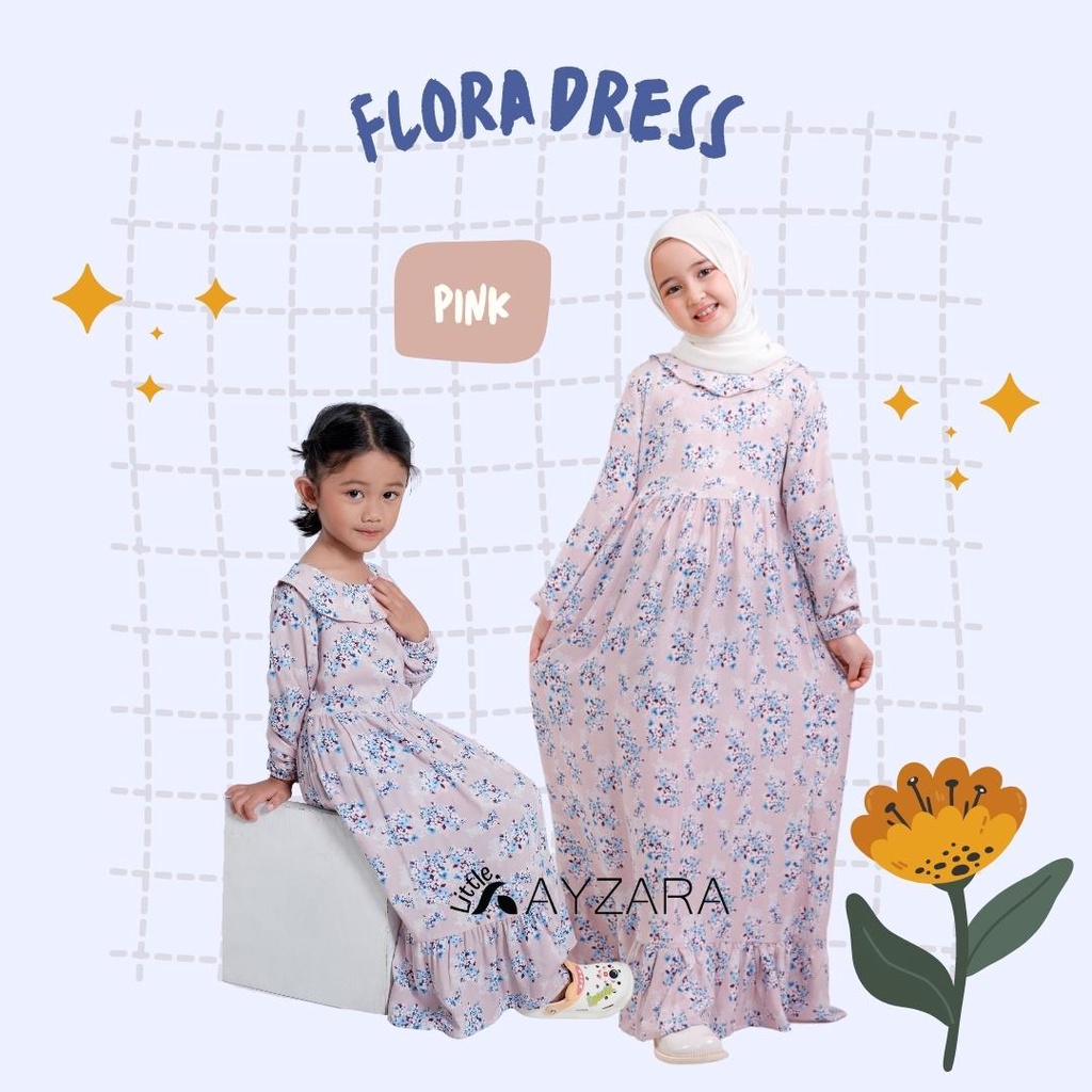 Dress anak perempuan usia 4-10 tahun Ayzara Dress Kids Rayon Premium