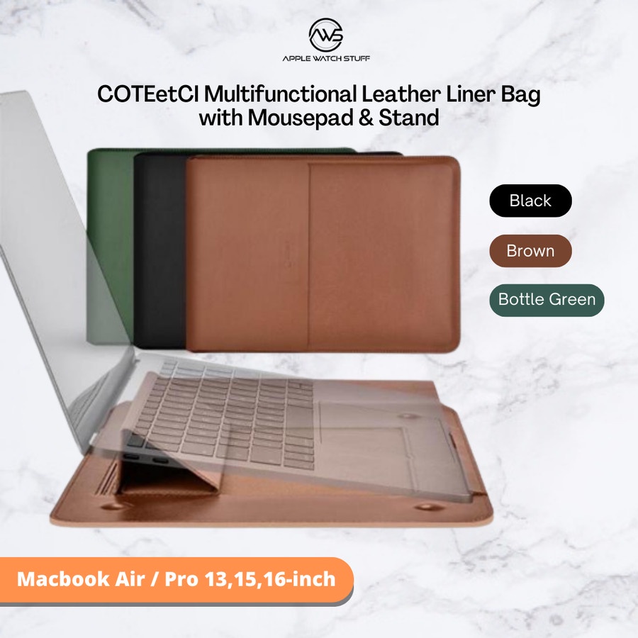 COTEetCI Multifunctional Leather Liner Bag with Mousepad &amp; Stand