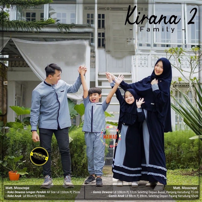 FAMILY KIRANA 2 versi lengan PANJANG (koko bapak+ gamis ibu+ koko anak+ gamis anak)