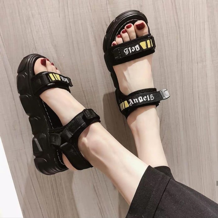 Sandal Wanita 2 Tali Strap FLOWER Sandal Tali Korea Style Santai