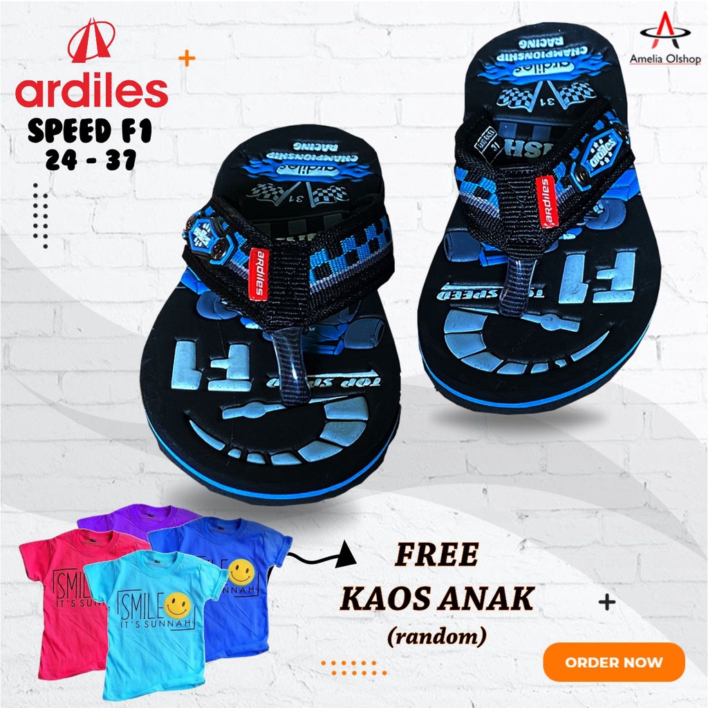 GRATIS KAOS BELI Sandal Anak ARDILES Speed F1 28-37 / Amelia Olshop / Sandal Anak Laki-laki / Sandal