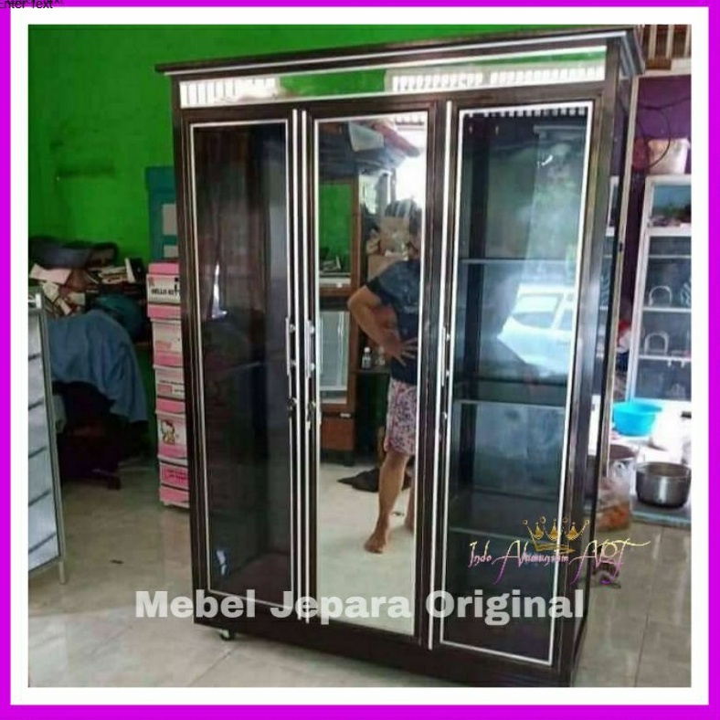 Lemari Gantung Lipat Kaca Pintu 3 - Lemari Baju Bahan Alumunium