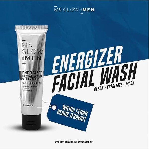 MS GLOW MEN , FACIAL WASH MEN , Facial Wash MS GLOW FOR MEN - Sabun Wajah Pria MS Glow Men ORIGINAL , Ms Glow Men Energizer Facial Wash / Face Wash MsGlow Men