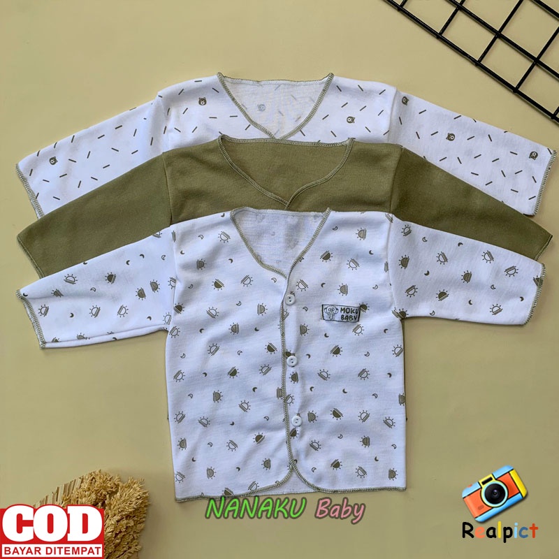 3 PCS Baju Newborn Bayi Baru Lahir Baju Lengan Panjang Bayi Usia 0-3 Bulan Seri Army - Anababy