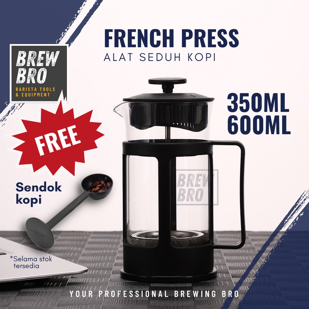 [ASJ] French Press 350ml Coffee Plunger Maker Kaca Gelas Filter Alat Seduh Kopi Teh 350 ml
