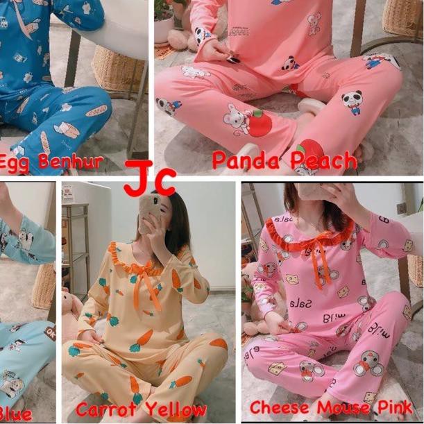 ← JC NEW Set Piyama Kerah Babydoll Import PP / Piyama Panjang Muslimah / grosir Piyama wanita Import