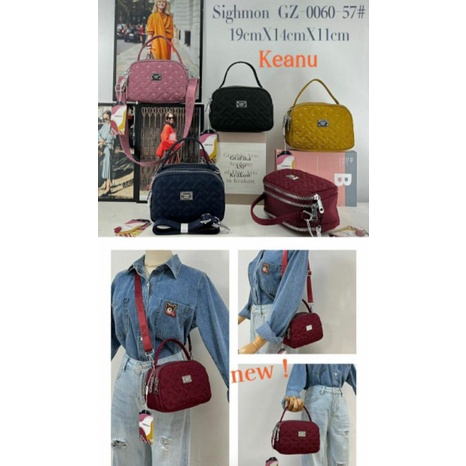 Tas wanita sighmon import bisa selempang dan tenteng 0060 bahan kanvas