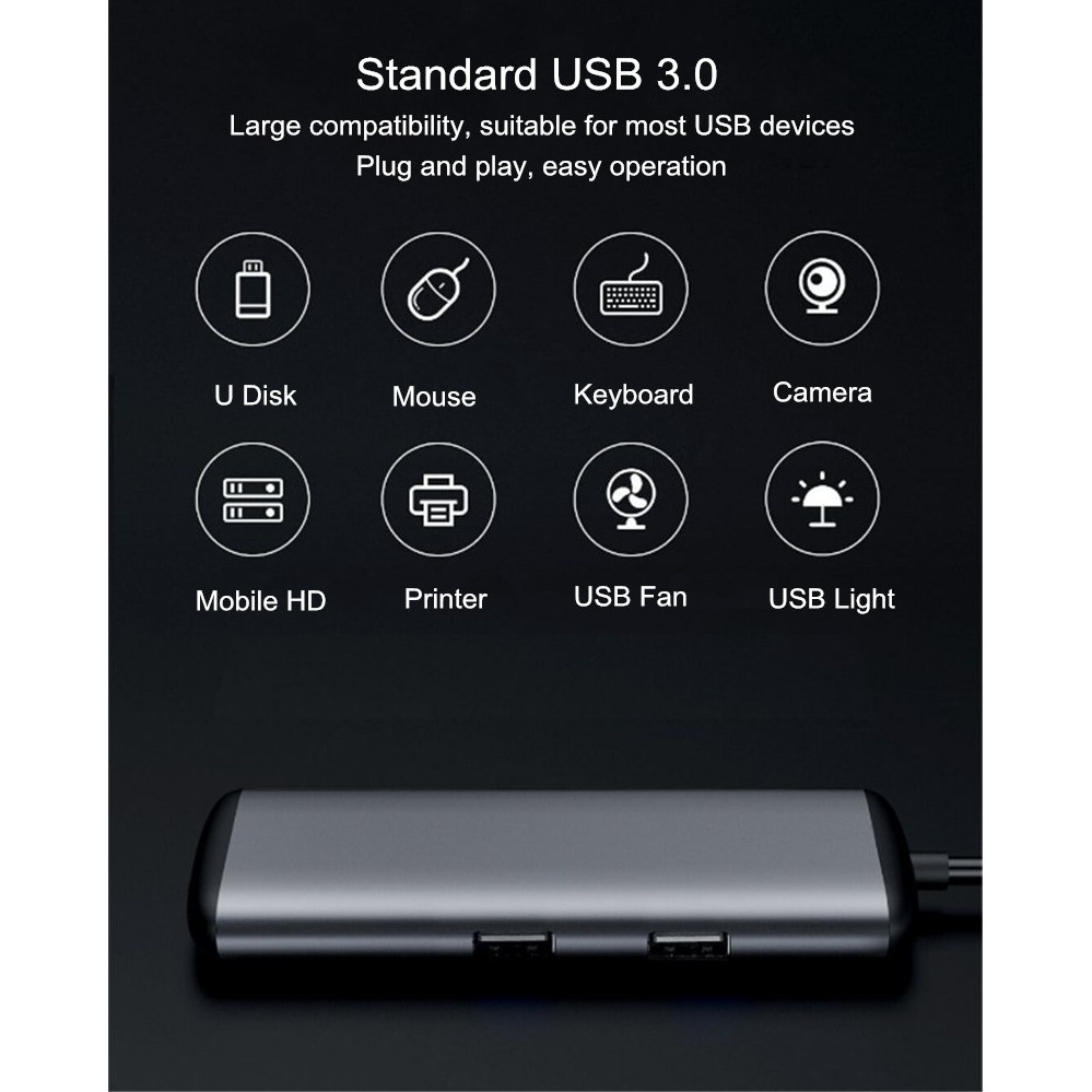 113 XIAOMI HAGIBIS USB Type-C Charging Adapter 6 in 1 HUB Adapter