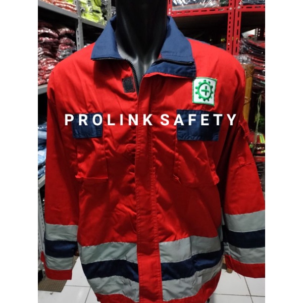 SERAGAM SAFETY MODEL JAKET TAMBANG MERAH NAVY SCOTLIGT BESAR