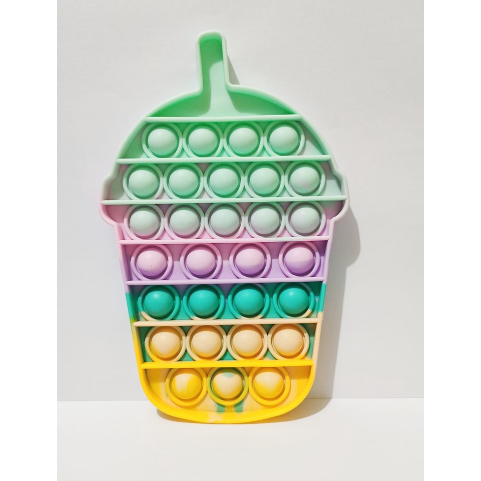 Mainan pop it murah popit Pop Its Square rainbow multicolor Fidget Toy Push bubble Penghilang Stres-pop ice boba