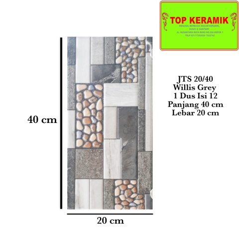 Keramik Dinding Jts 20x40 Willis Grey Kw 1
