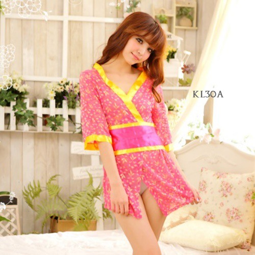 [LIMITED STOCK] KIMONO LINGERIE BAJU TIDUR WANITA KIMONO JEPANG FUSCHIA KL30A