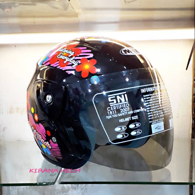 Helm Motor Model GM Evo Termurah Gambar Doraemon Warna Hitam Kombinasi Merah