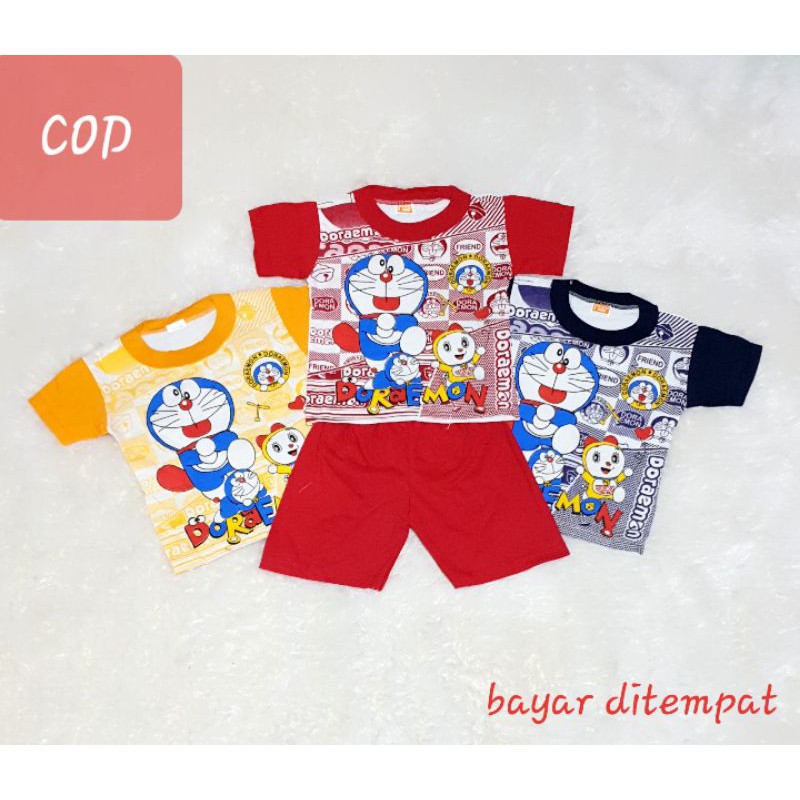 kaos doraemon balita / baju proto bayi / kaos anak murah / setelan bayi / set pakaian anak / grosir