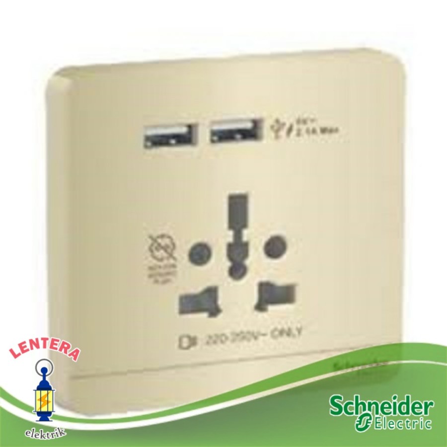 SCHNEIDER AVATAR ON INT SOCKET + 2.1A USB WINE GOLD E8342616USB_WG