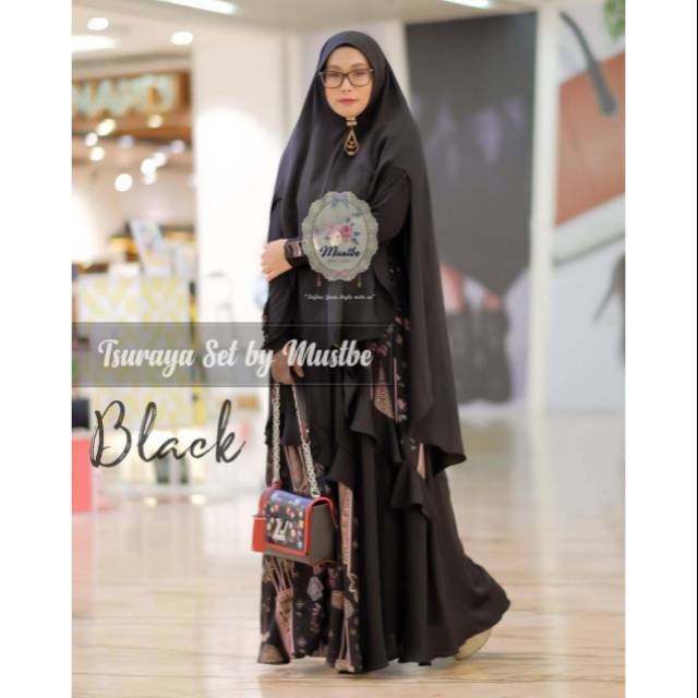 GAMIS SYARI SET TSURAYA ORI MUSTBE HIJAB (BLACK)