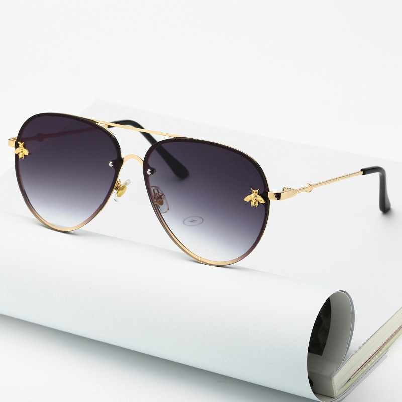 (YUZHU) Bayar di Tempat Korean Fashion Aviator Kacamata Hitam Wanita Besi Frame Sunglasses