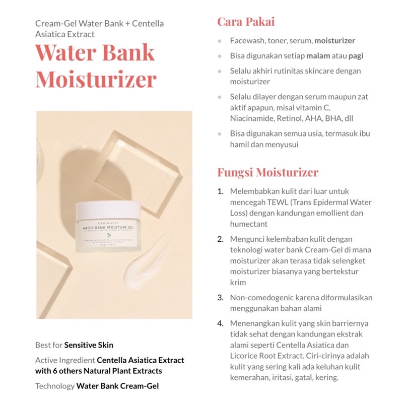 Eiem Beauty Water Bank Moisturizer Pelembab Wajah 30gr BPOM