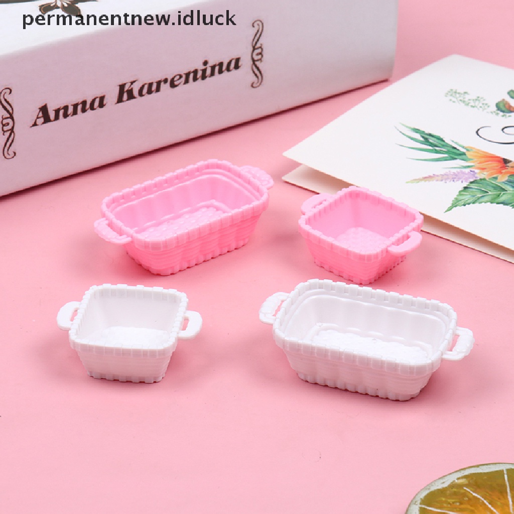 Luckypermanent 4Pcs / Set Mainan Miniatur Keranjang Makanan Untuk Aksesoris Rumah Boneka