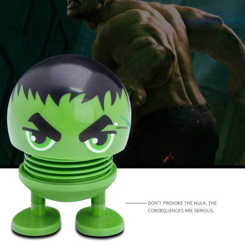 Boneka Per Motif Kepala Iron Man/Captain America/Venom/Hulk/Spiderman Tempel di Dashboard Mobil