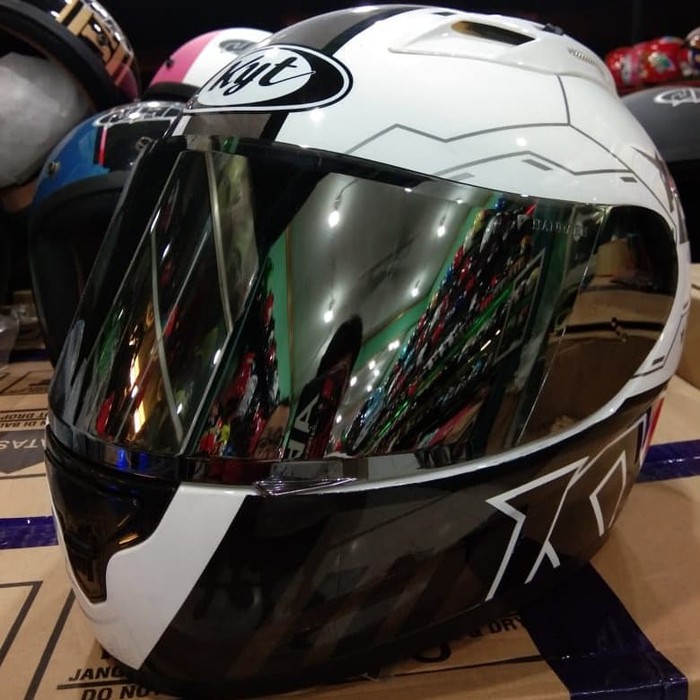 KACA HELM VISOR FLAT KYT R10 RC SEVEN K2R SILVER IRIDIUM