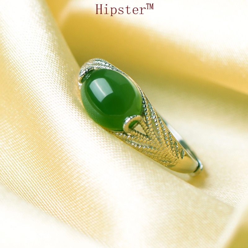 Retro Graceful and Fashionable Hollow Emerald Open Ring