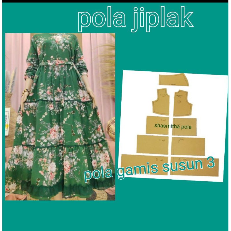 pola jiplak gamis susun 3 (COD) bayar di tempat