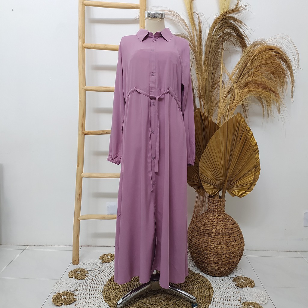 Bayar Ditempat | Gamis Full Kancing Depan Busui Rayon Premium Polos Warna Hijau