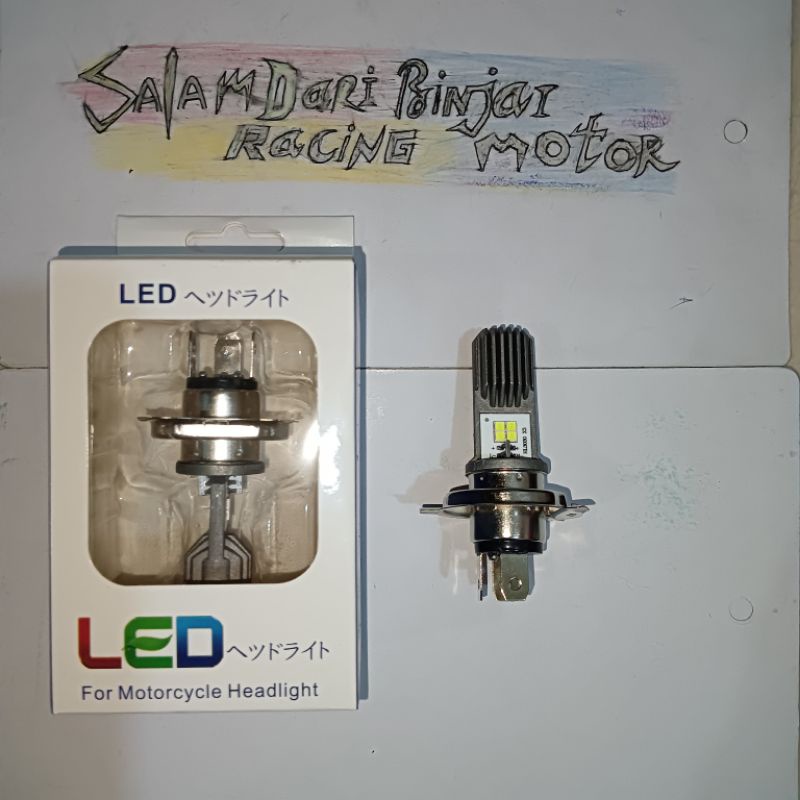 BOLA LAMPU LED DEPAN H4 PUTIH MOTOR VIXION OLD NEW SCOOPY FI MEGAPRO CBR CB150R NINJA TIGER VERZA