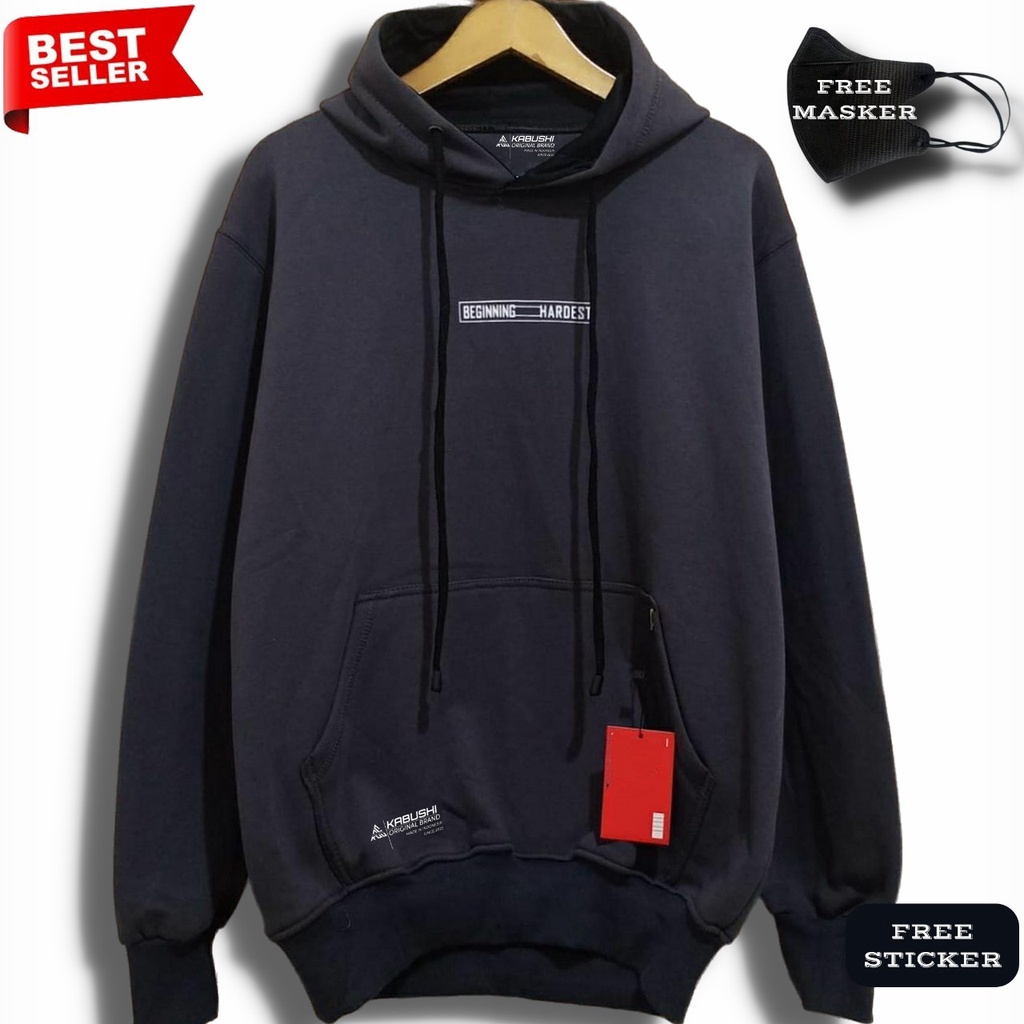 Sweater Hoodie Abu Abu Paralon Pria Switer Cowok Kachios Jumper Hoodie Simple Terbaru