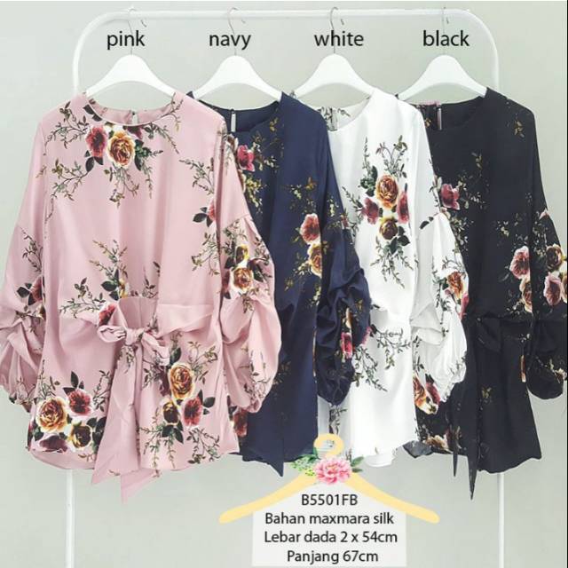 Baju wanita motif bunga blouse cantik murah tunik cantik