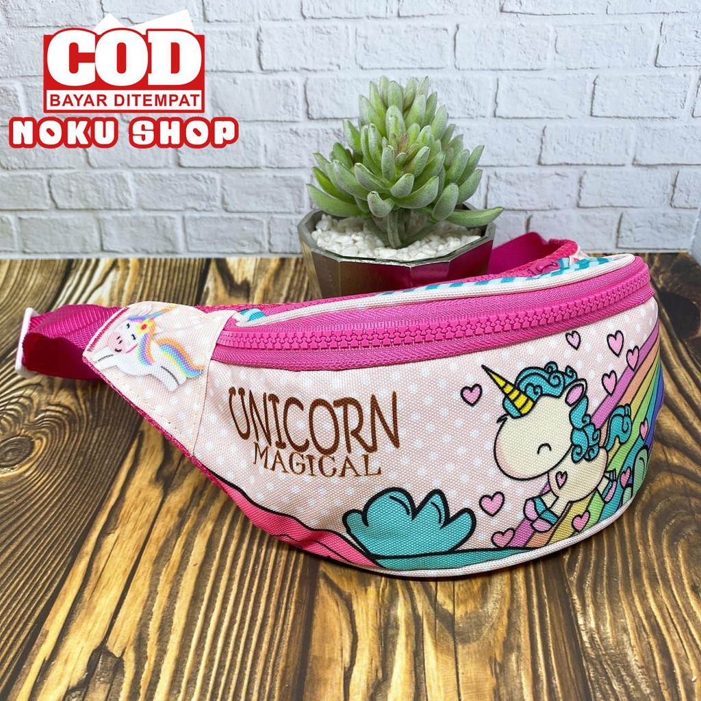 NOKU - Tas Selempang Anak / Waistbag Bumbag Karakter Motif UNICORN