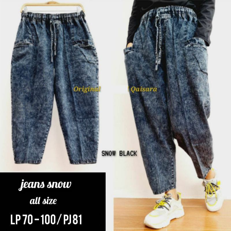 Celana Jeans Wanita Bambee Pants Jumbo Snow Willow Baggy Murah Terbaru