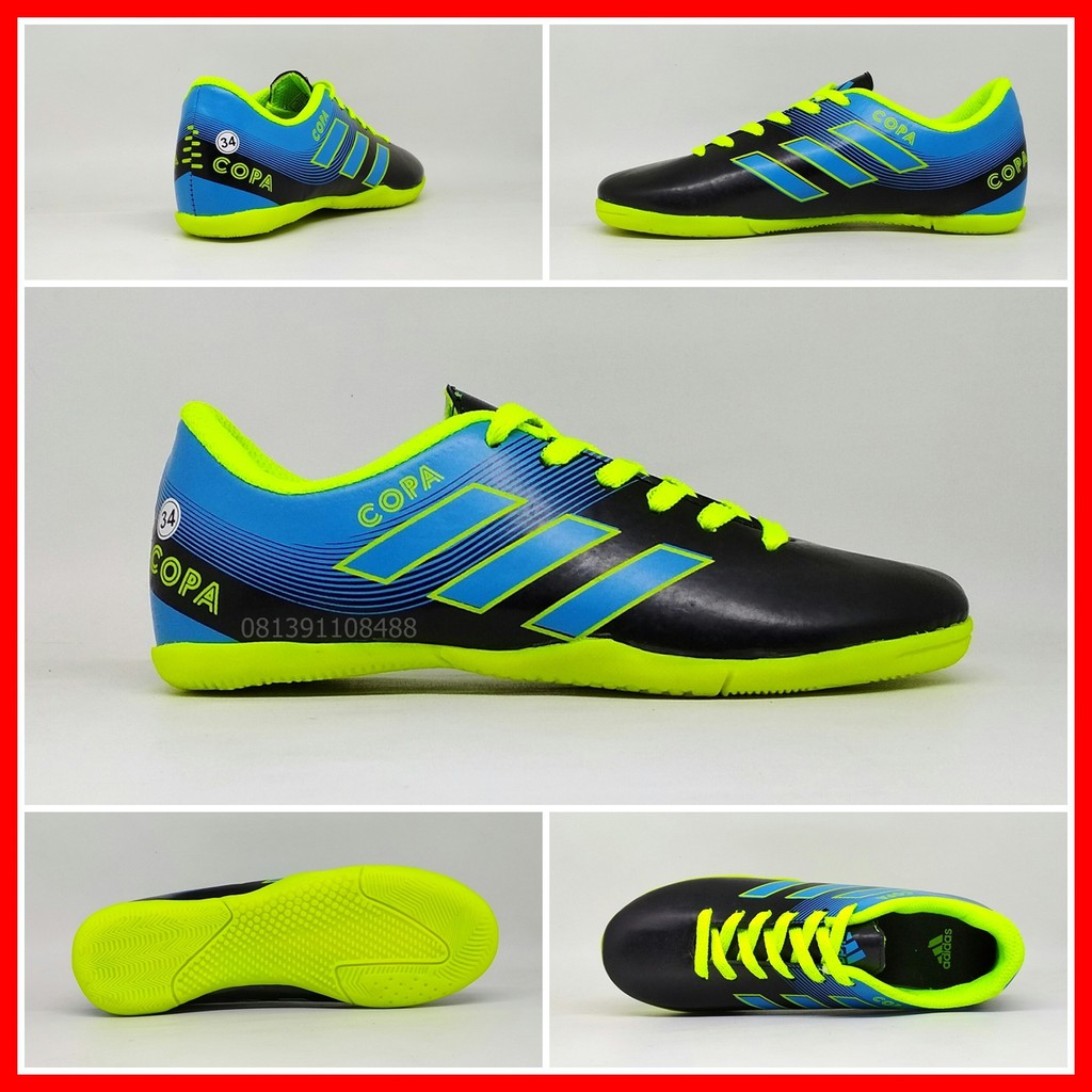 Sepatu Futsal Anak Adidas Copa Hitam Biru Hijau Kids