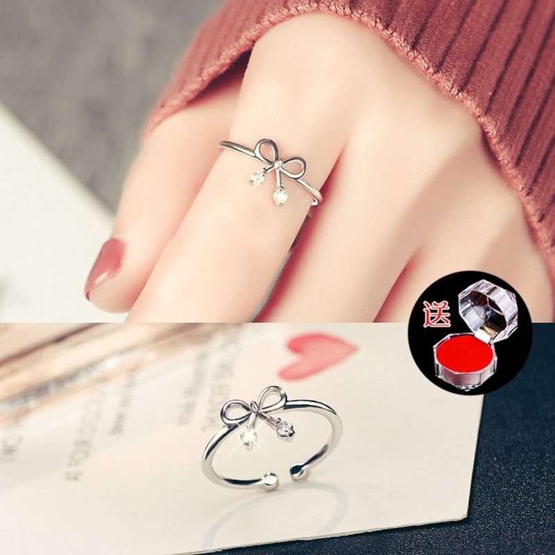 Terbaru Korea Cincin Perak Wanita Tunangan Ring Berlian Cincin Kasual-7