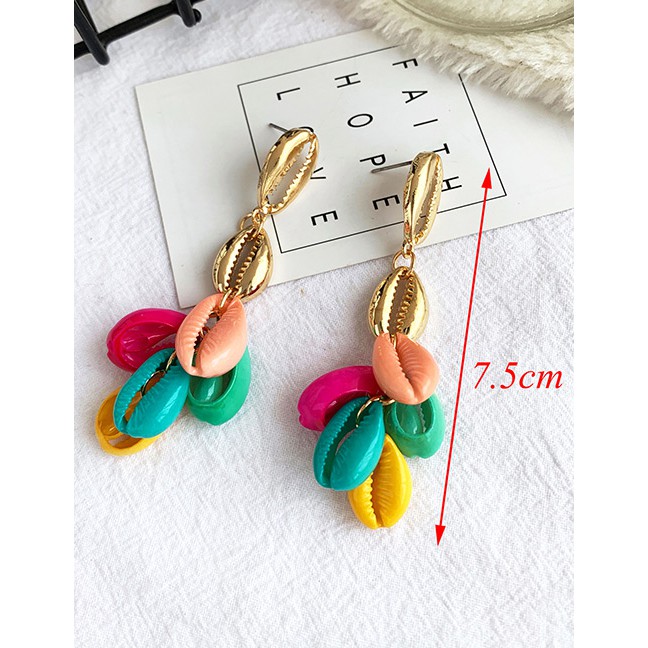 LRC Anting Tusuk Fashion Color Alloy Resin Shell Earrings F62193