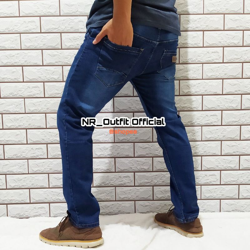 Celana Panjang Jeans Stune Pria Stretch Skinny Cowok Biru Tua Size 27-38 NR_Outfit Official COD