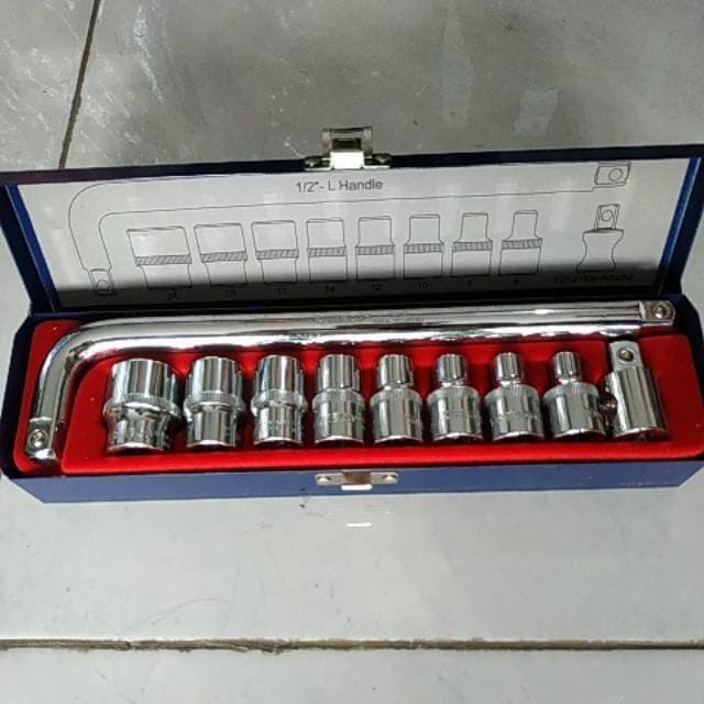 Tomeco Kunci Sock set 8 - 24 mm 10pcs 1/2" socket 8-24mm 6PT 12PT