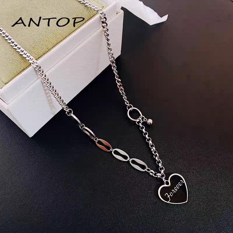 Kalung Rantai Dengan Liontin Hati Bahan Alloy Untuk Wanita